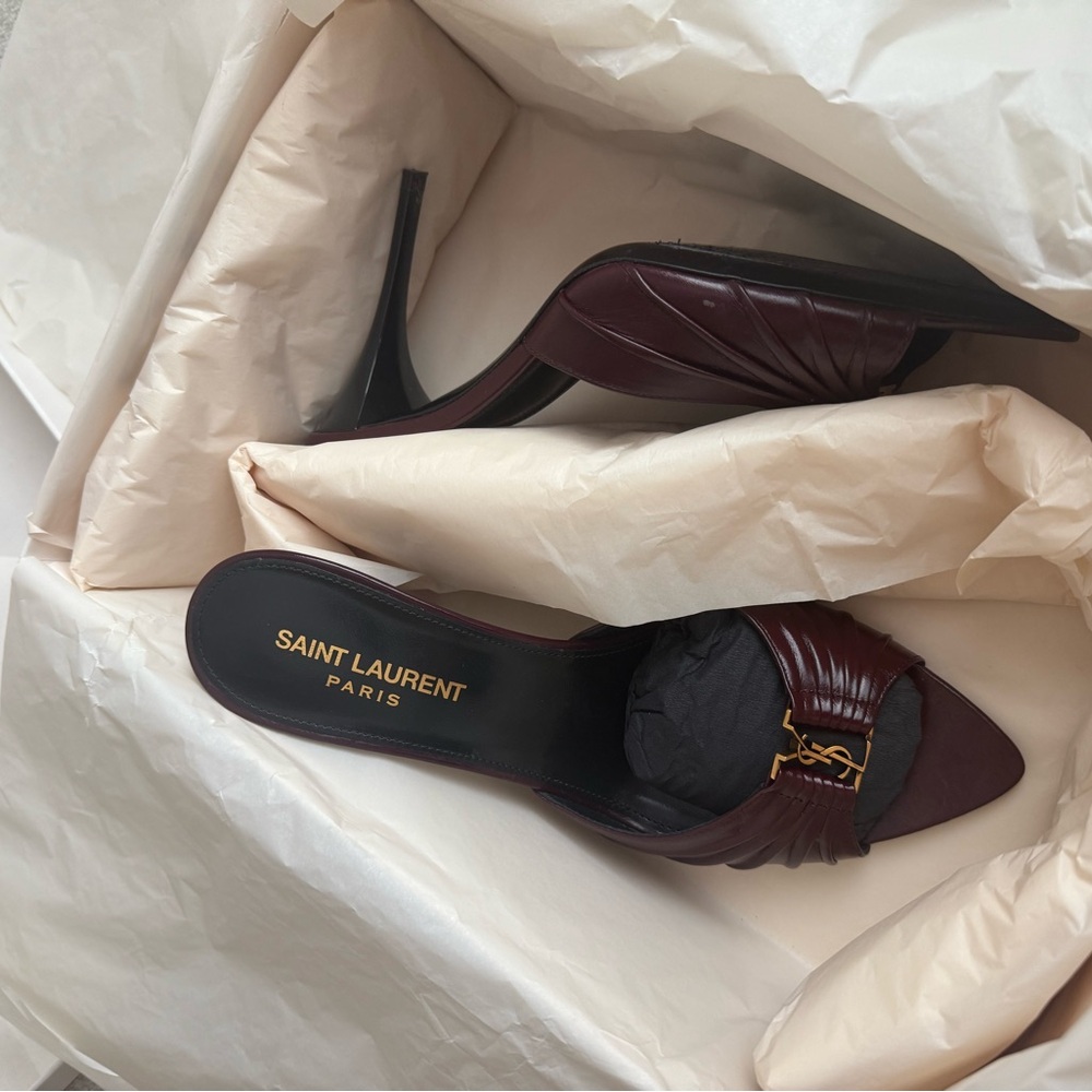 Saint Laurent Dark Burgundy Mules Sz 7 - Picture 6 of 6